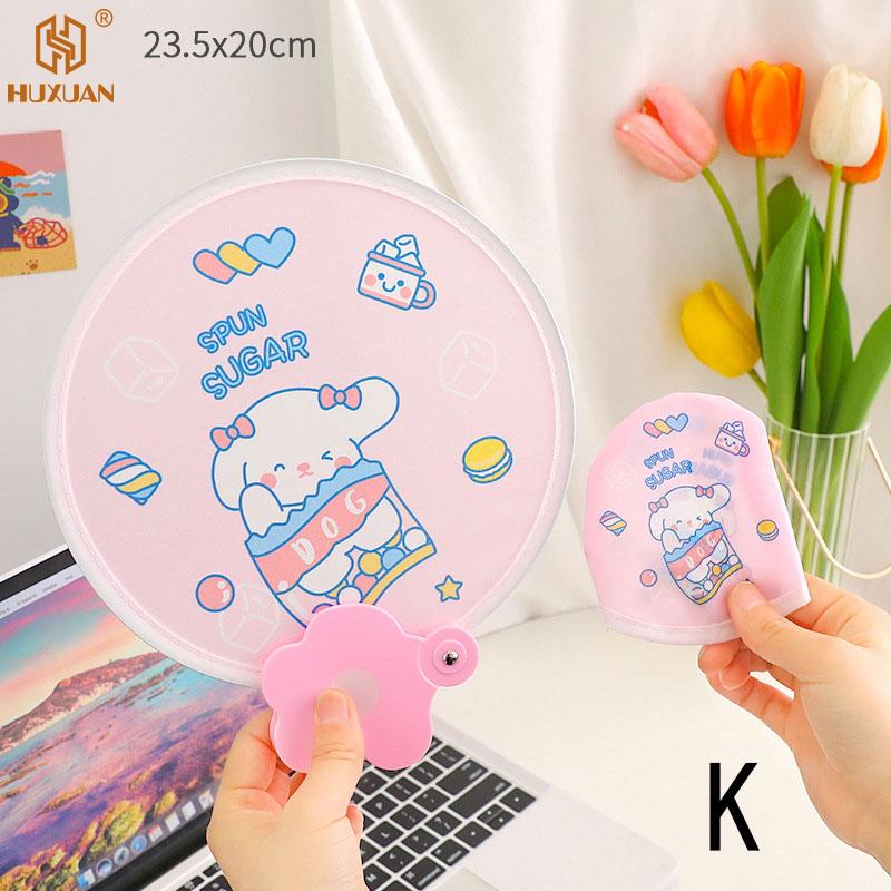 3 PCS Creative Cute Folded Fan Collapsible Fan Summer Small Fresh Cute Portable Round Plastic Pocket Fan