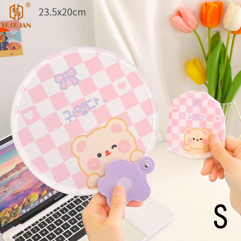 3 PCS Creative Cute Folded Fan Collapsible Fan Summer Small Fresh Cute Portable Round Plastic Pocket Fan