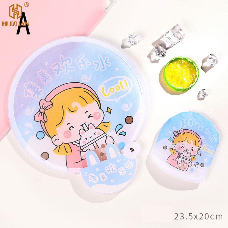 3 PCS Creative Cute Folded Fan Collapsible Fan Summer Small Fresh Cute Portable Round Plastic Pocket Fan