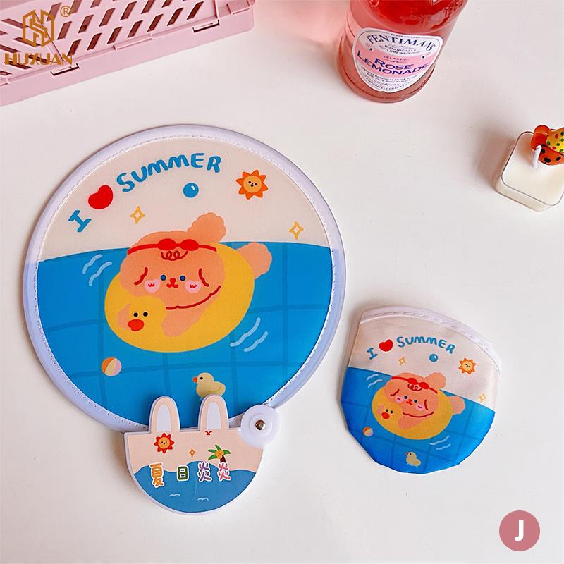 3 PCS Creative Cute Folded Fan Collapsible Fan Summer Small Fresh Cute Portable Round Plastic Pocket Fan