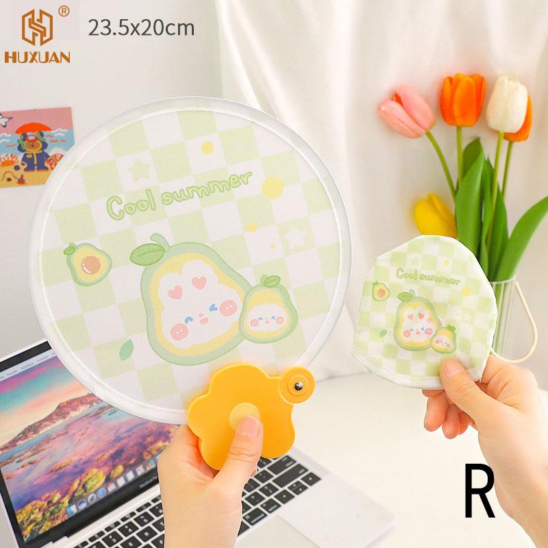 3 PCS Creative Cute Folded Fan Collapsible Fan Summer Small Fresh Cute Portable Round Plastic Pocket Fan