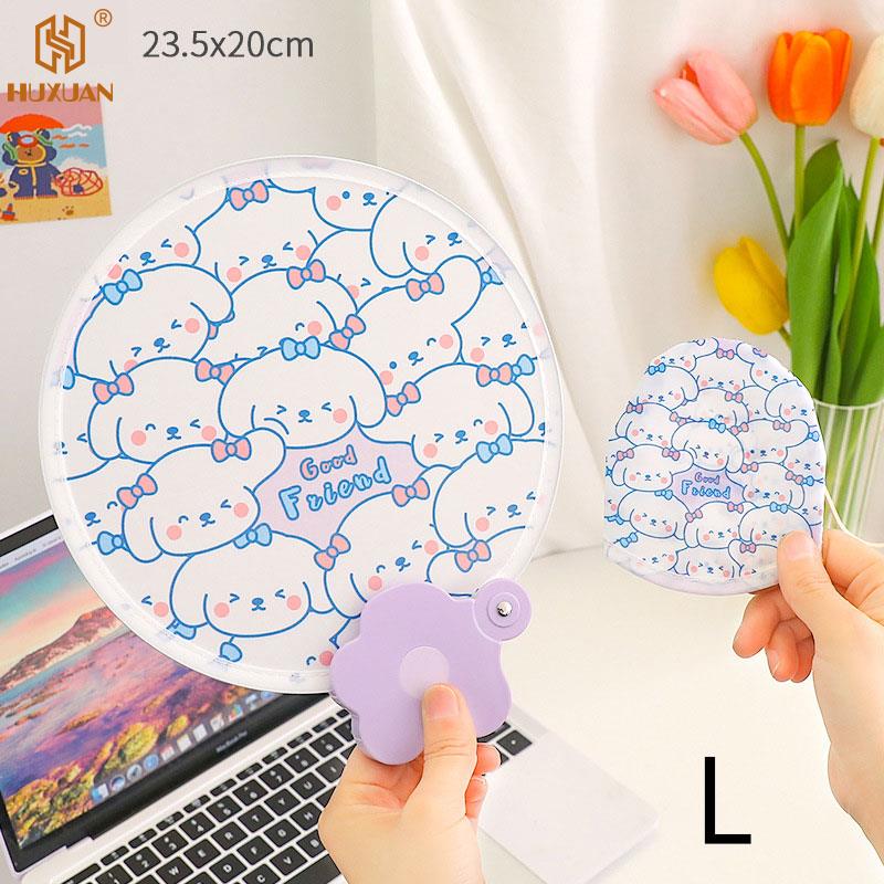 3 PCS Creative Cute Folded Fan Collapsible Fan Summer Small Fresh Cute Portable Round Plastic Pocket Fan