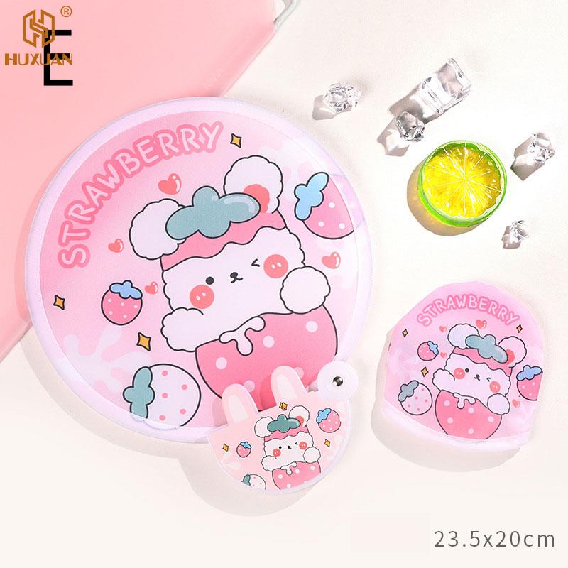 3 PCS Creative Cute Folded Fan Collapsible Fan Summer Small Fresh Cute Portable Round Plastic Pocket Fan