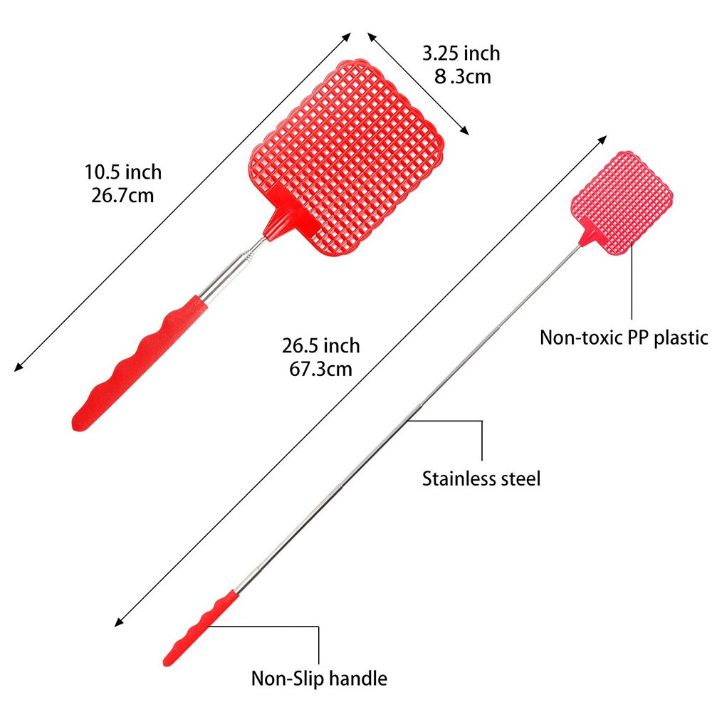 3 PCS Extendable Fly Swatter With Stainless Steel Handle