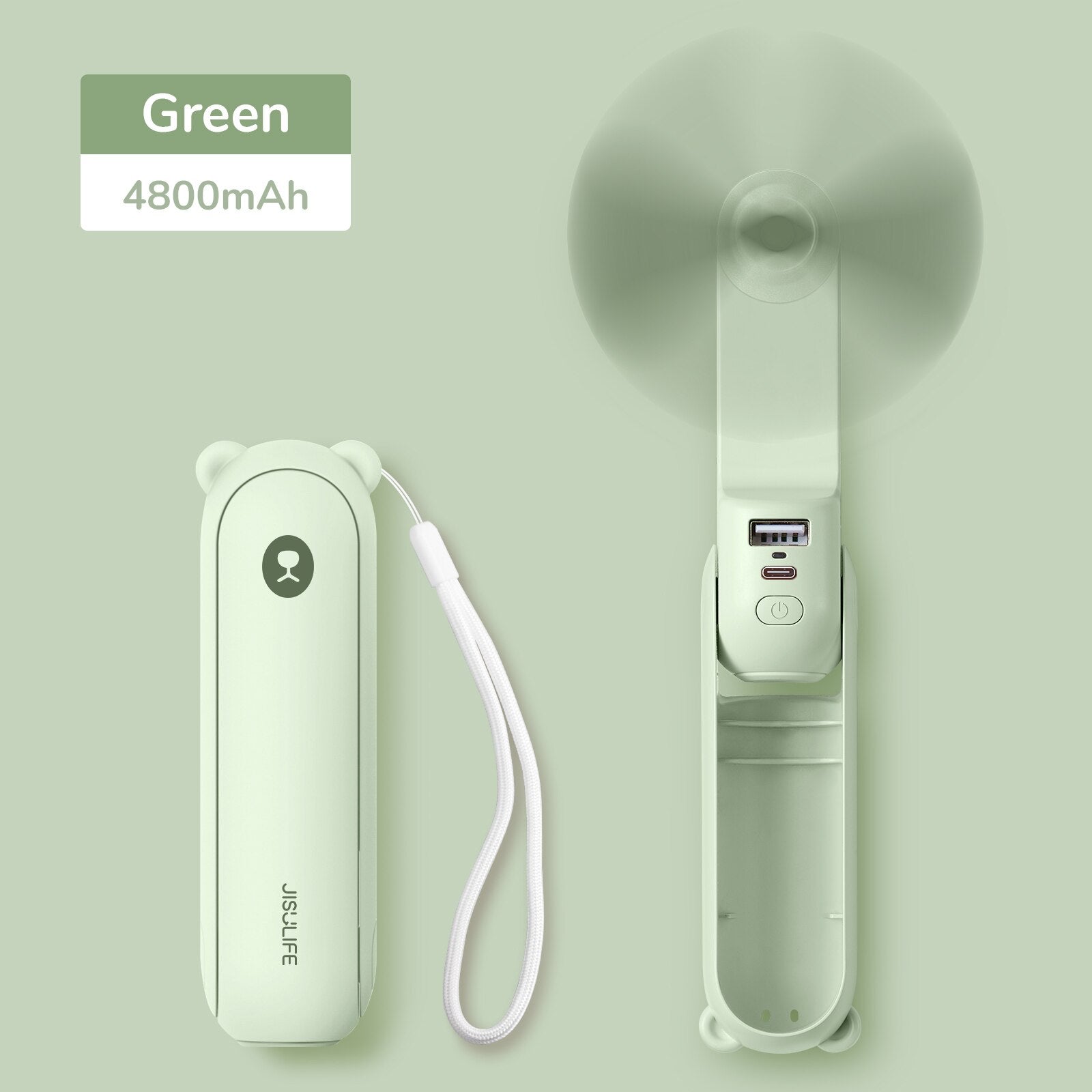 Portable Fan Mini Handheld Fan USB 4800mAh Recharge Hand Held Small Pocket Fan with Power Bank Flashlight Feature