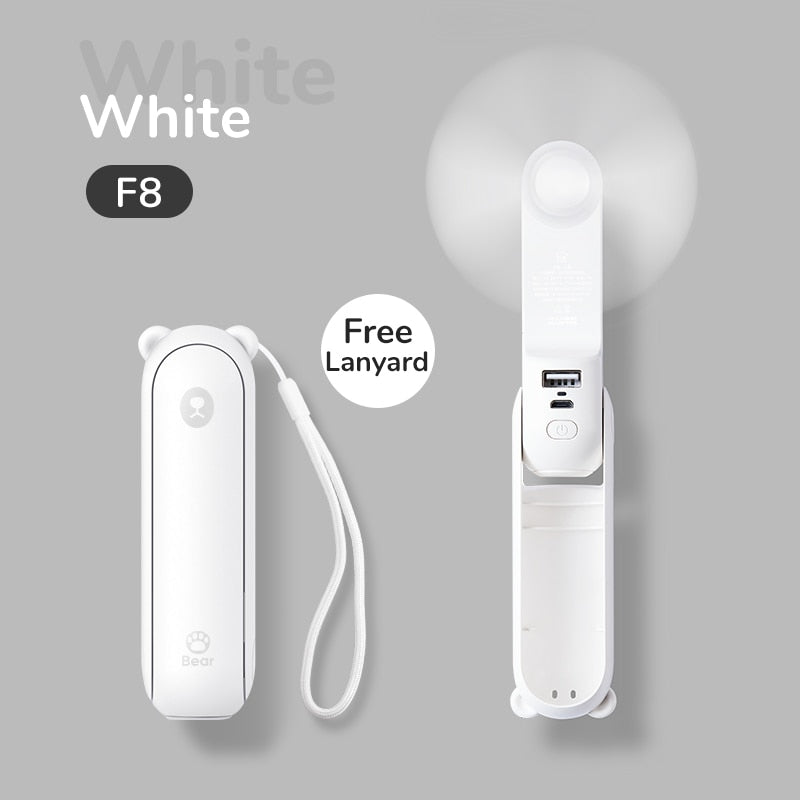 Portable Fan Mini Handheld Fan USB 4800mAh Recharge Hand Held Small Pocket Fan with Power Bank Flashlight Feature