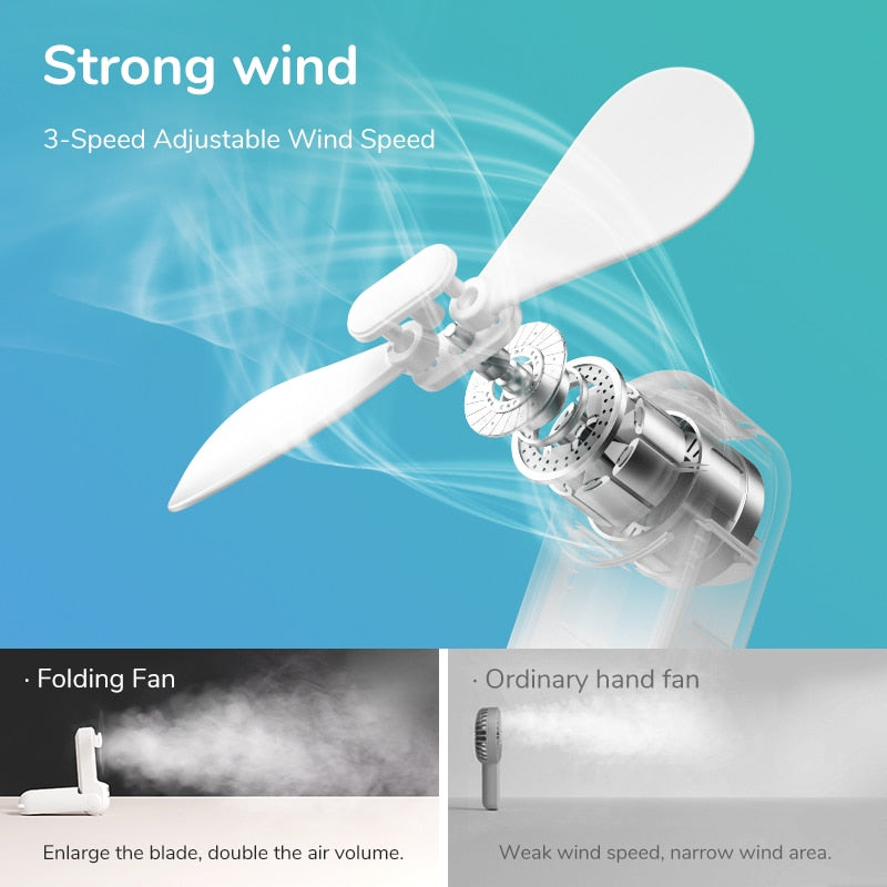 Portable Fan Mini Handheld Fan USB 4800mAh Recharge Hand Held Small Pocket Fan with Power Bank Flashlight Feature