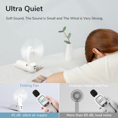 Portable Fan Mini Handheld Fan USB 4800mAh Recharge Hand Held Small Pocket Fan with Power Bank Flashlight Feature