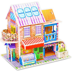 2 PCS Kids 3D Stereo Puzzle Cartoon House Castle Building Model DIY Handmade Early Learning Educational Toys Gift for Children