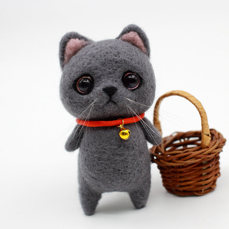 Handmade Pets Toy Doll Wool Felt Doll Wool Felt Needle Poked Kitting DIY CAT Creative Popular Cute Pets Doll Non-Finished Toy