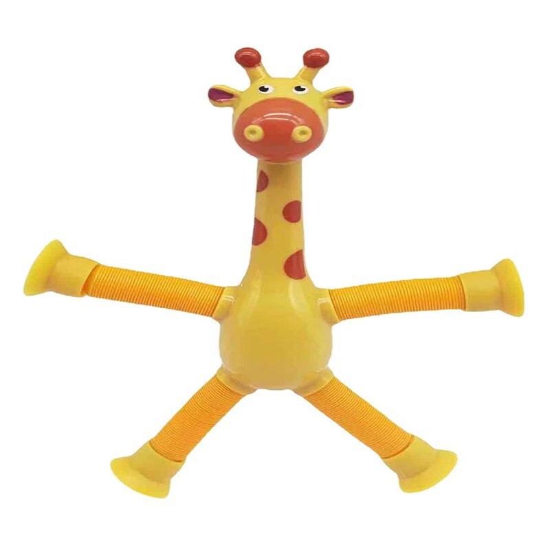 6 pcs Telescopic Suction Cup Giraffe Toy Cartoon Puzzle Suction Cup Parent-Child Interactive Decompression Toy Stress Relief