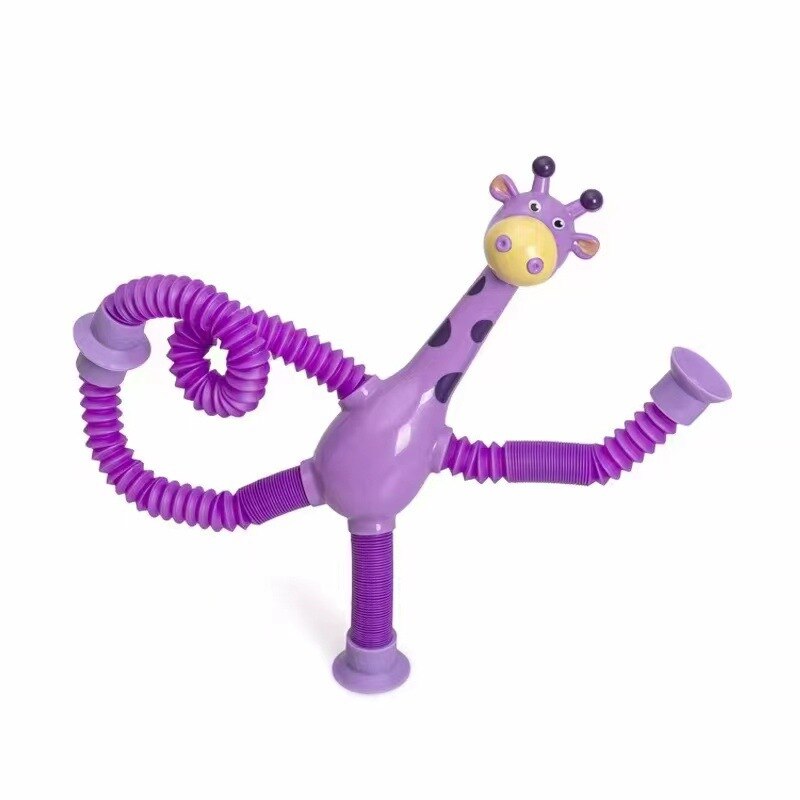 6 pcs Telescopic Suction Cup Giraffe Toy Cartoon Puzzle Suction Cup Parent-Child Interactive Decompression Toy Stress Relief