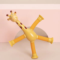 6 pcs Telescopic Suction Cup Giraffe Toy Cartoon Puzzle Suction Cup Parent-Child Interactive Decompression Toy Stress Relief