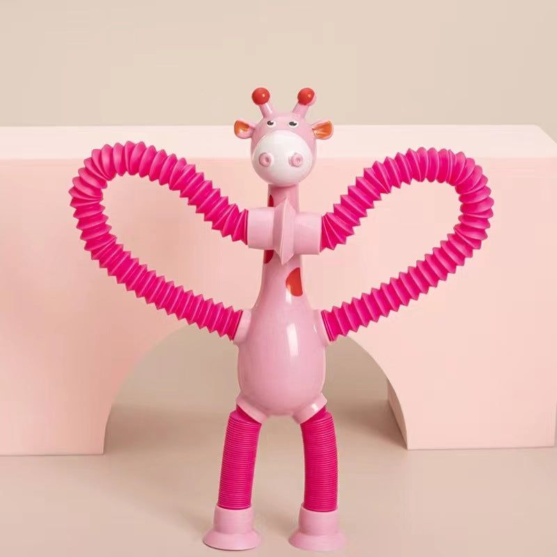 6 pcs Telescopic Suction Cup Giraffe Toy Cartoon Puzzle Suction Cup Parent-Child Interactive Decompression Toy Stress Relief