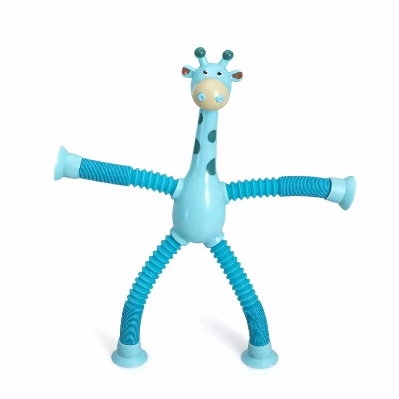6 pcs Telescopic Suction Cup Giraffe Toy Cartoon Puzzle Suction Cup Parent-Child Interactive Decompression Toy Stress Relief