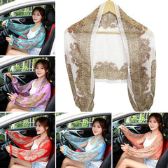 2 PCS Women Summer Sun Protection Arm Cover Chiffon Shawl Protective Wrap Scarf Beach Cuff Shoulder Driving Paisley Print Shade Shawl