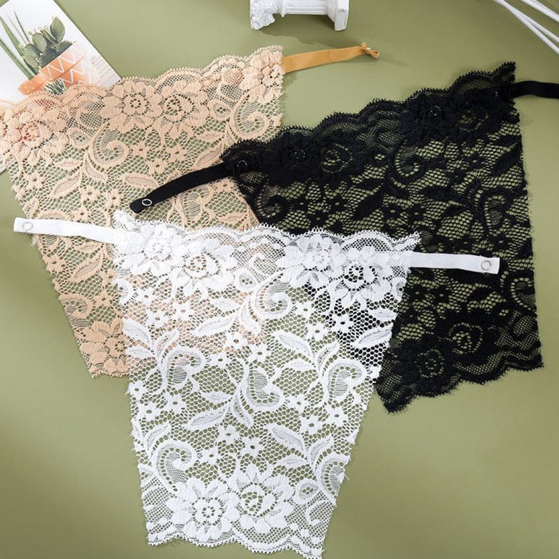 3 PCS Women Tops Camisole Bra Insert Wrapped Chest Decoration Lace Transparent One-Piece Leak Proof Sticker Neckline Cover Up Tube Top