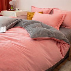 4 PCS Large Size Milk Velent Bedding Set Double-sided Plus Velvet Quilt Cover Sheet Falai Flannel Bedding Comforter Set