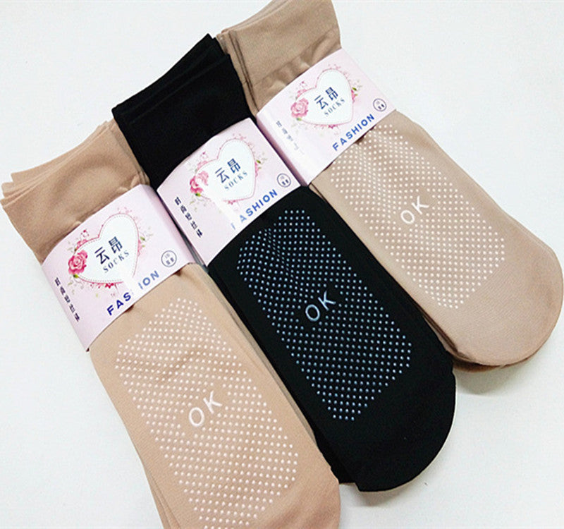 30 PCS Spring Summer Women Soft Socks Thin Silk Socks Non-Slip Bottom Splice Fashion Transparent Ladies Breathable Sock