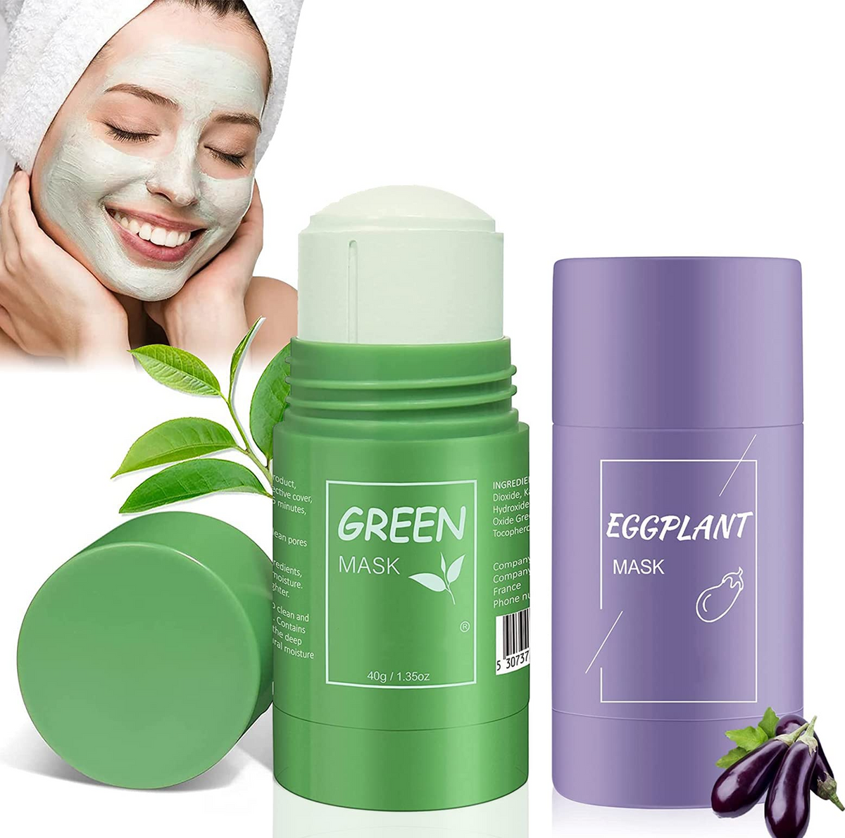 2 Pack Green Tea Cleansing Mask Stick