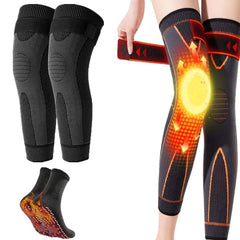 A Pair Sport Full Leg Compression Sleeves Knee Braces With Strap