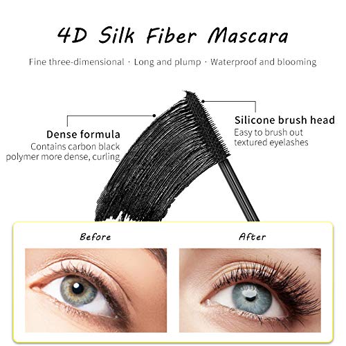 2 PCS Waterproof 4D Silk Fiber Eyelash Mascara Black Extra Long Thick & Voluminous