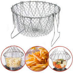 Stainless Steel Net Fry Foldable Cooking Fryer Basket for Fries, Vegetables, Salads