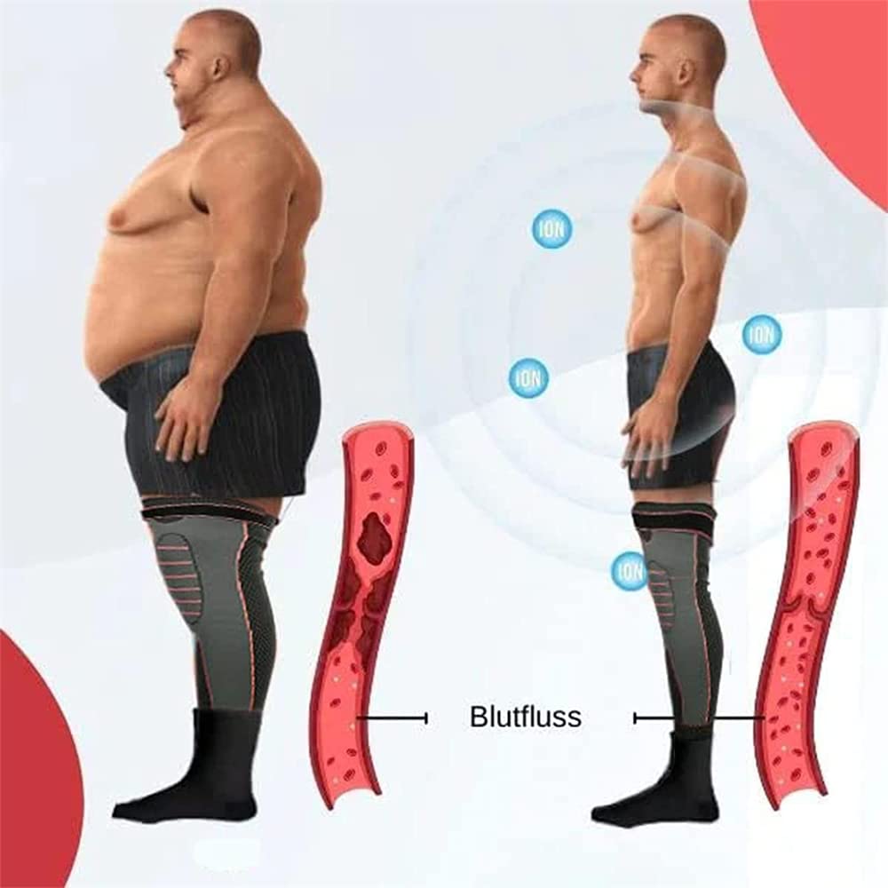 A Pair Sport Full Leg Compression Sleeves Knee Braces With Strap