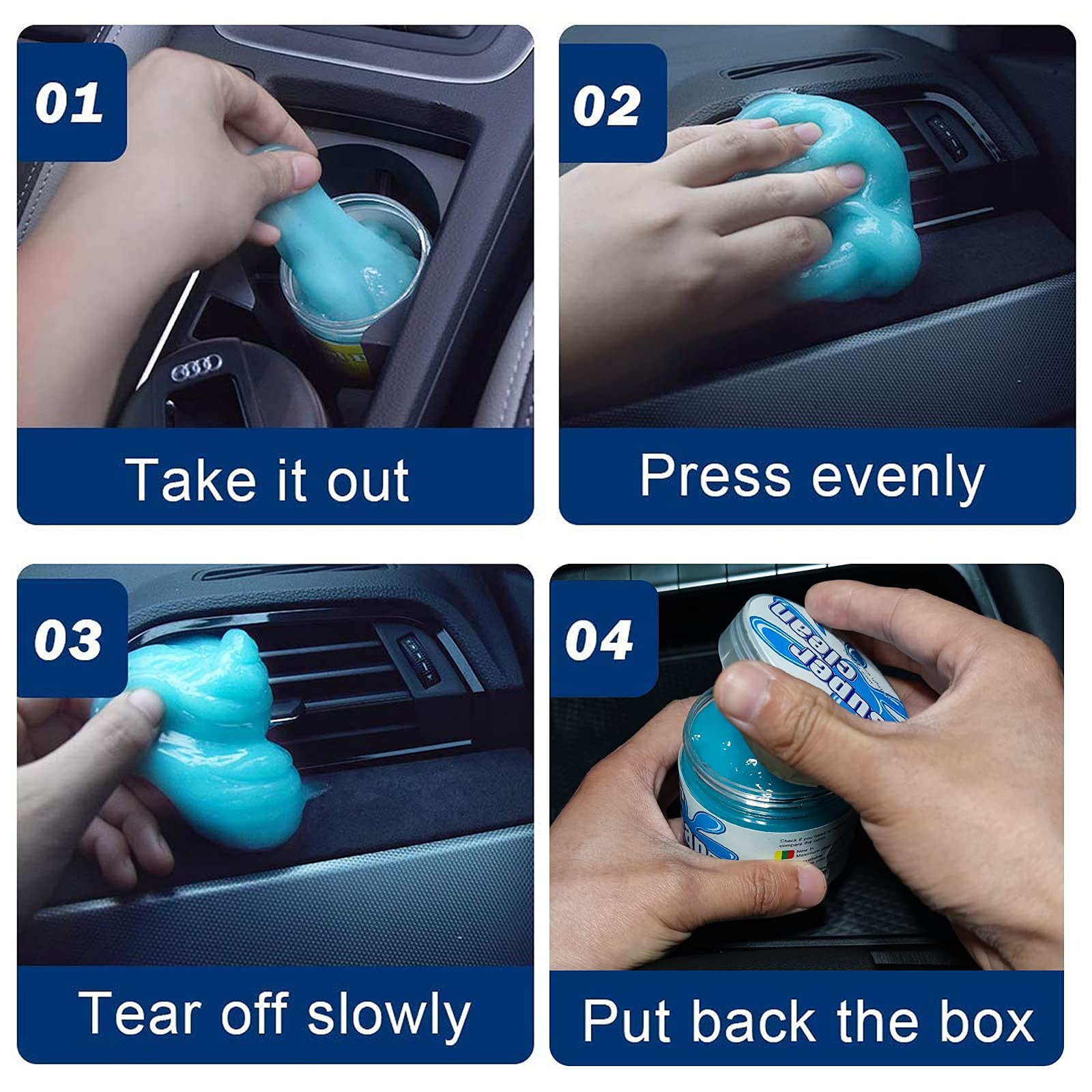 2 Pack Car Vents Cleaning Gel 2 Blue 400g Total