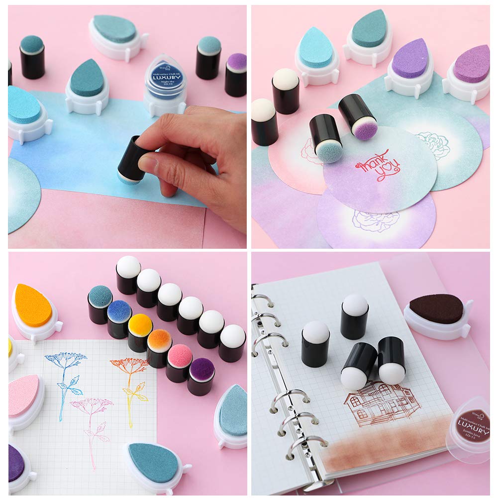 40pcs Finger Sponge Daubers Set Painting Finger Sponges with Storage Case for Crafts Drawing Ink Chalk Card