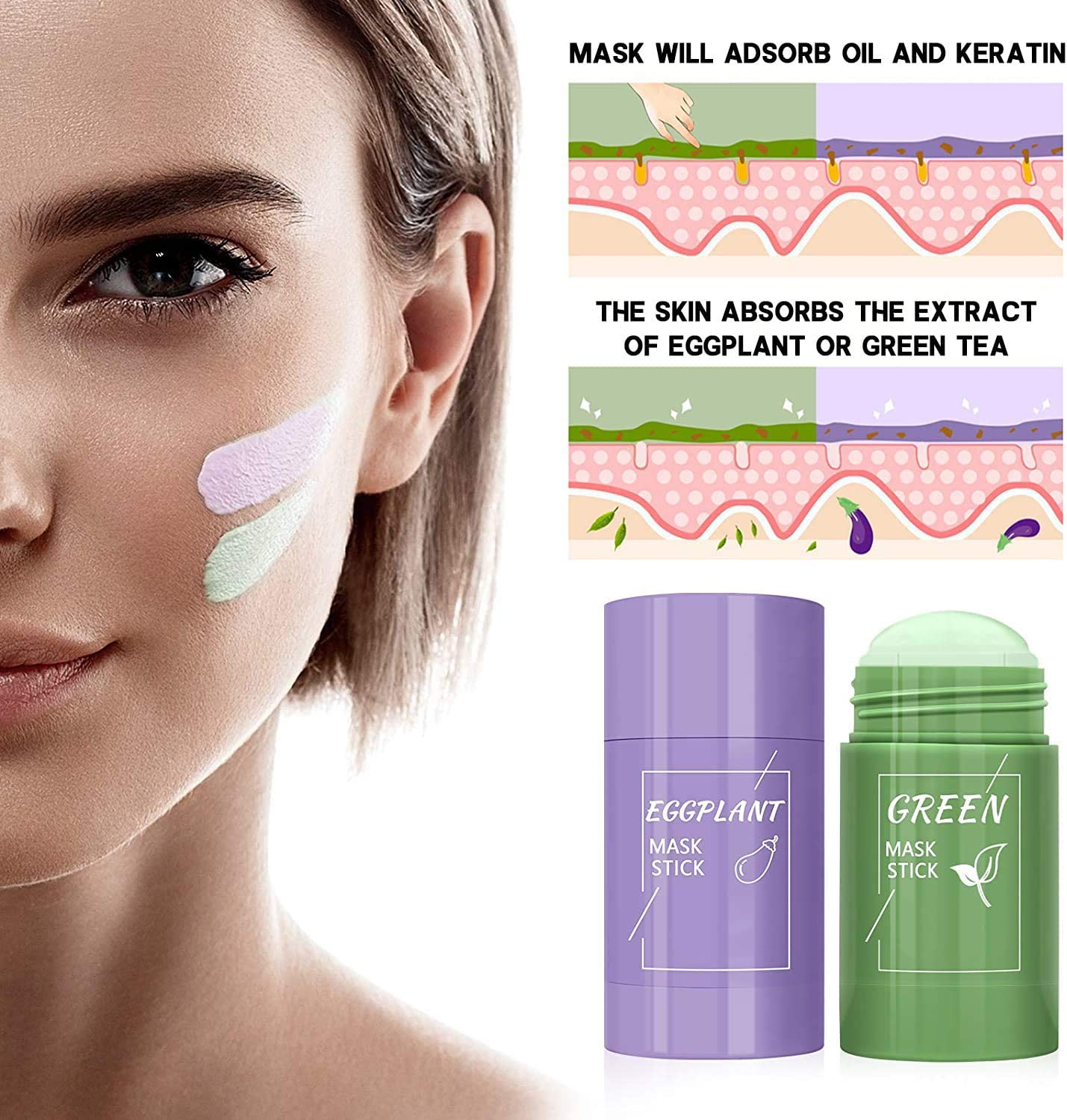 2 Pack Green Tea Cleansing Mask Stick