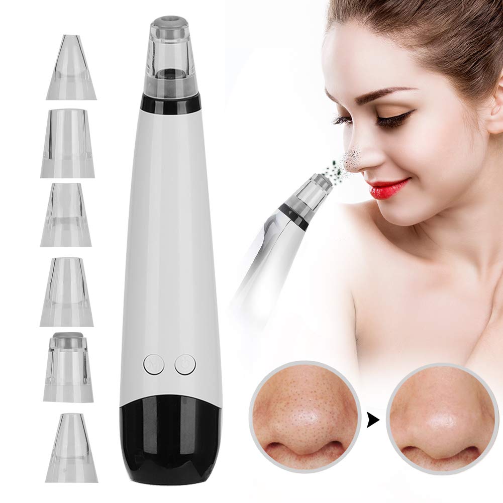 Electric Blackhead Removal Vacuum Suction Instrument Face Pore Cleaner with 6 Replaceable Heads